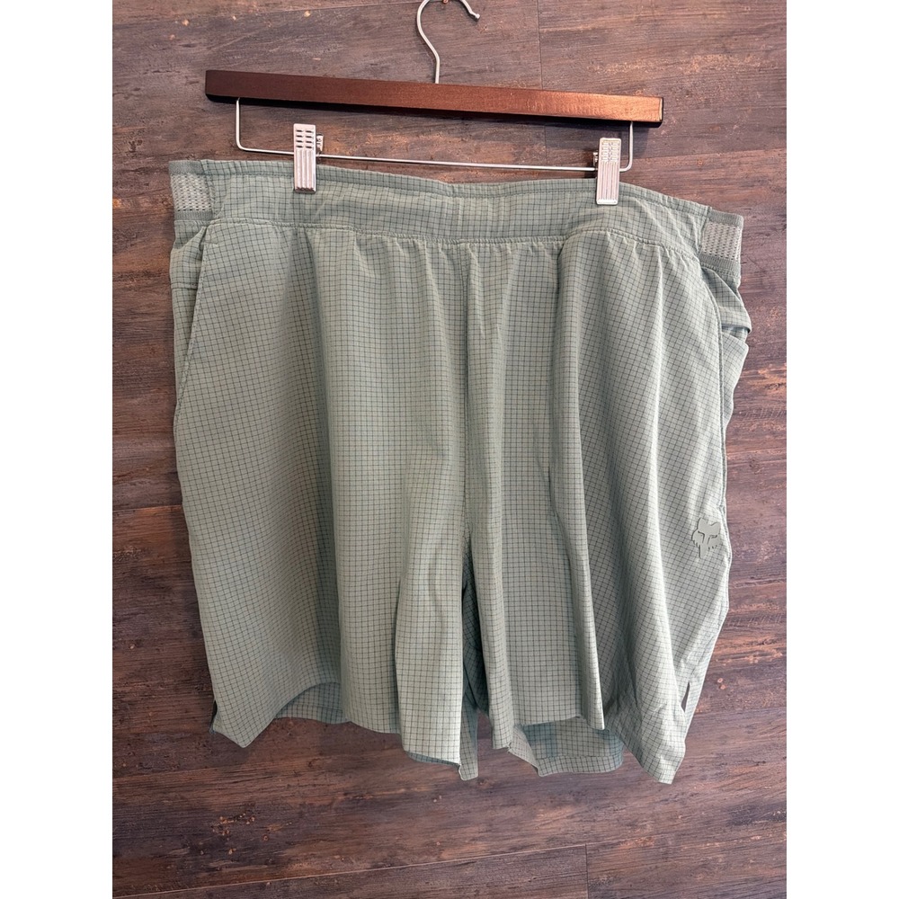 Fox Racing Mens XXL Sage Green Grid Ripstop Mountain Bike MTB Shorts 5in Inseam